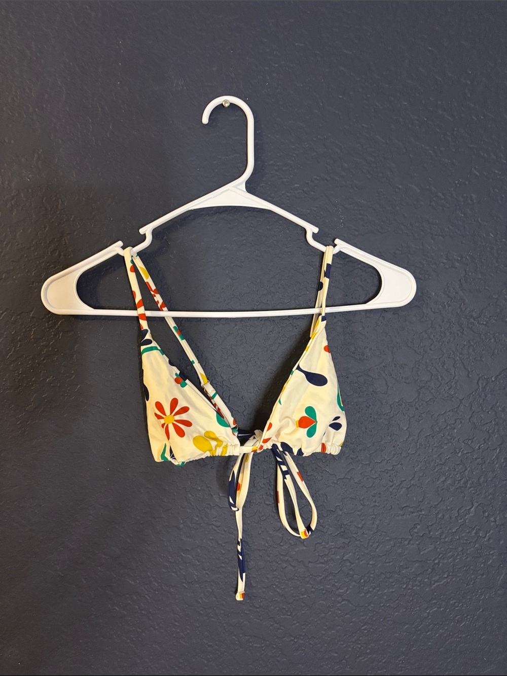 Floral Tie-Front Bikini Top - Yellow Multi- Full Coverage